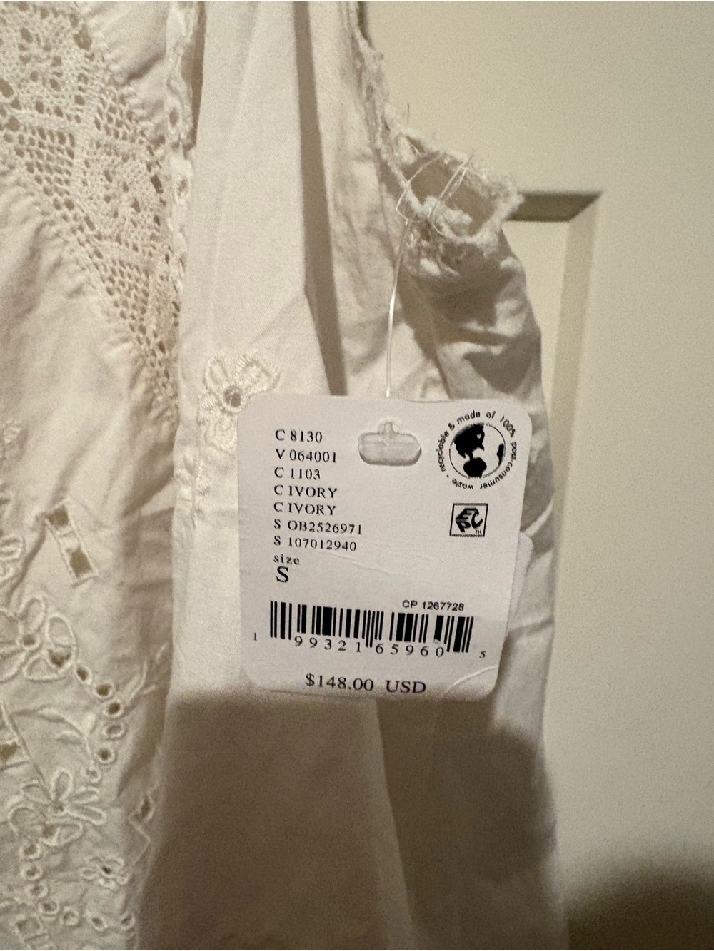 Free People Penelope Mini Dress Ivory Small NWT - Picture 4 of 5